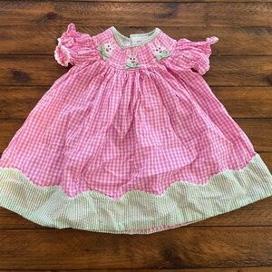 Pink Gingham Baby Dress with Embroidery
